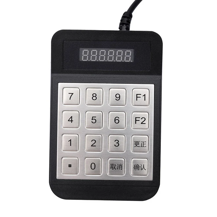 16 Keys Encrypting Pin Pad Metal Stainless Steel Industrial 4X4 Waterproof USB RFID Numeric Keypad for Dining Room Sales System