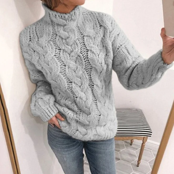 Casual Turtleneck Twist Long Sleeve Sweater