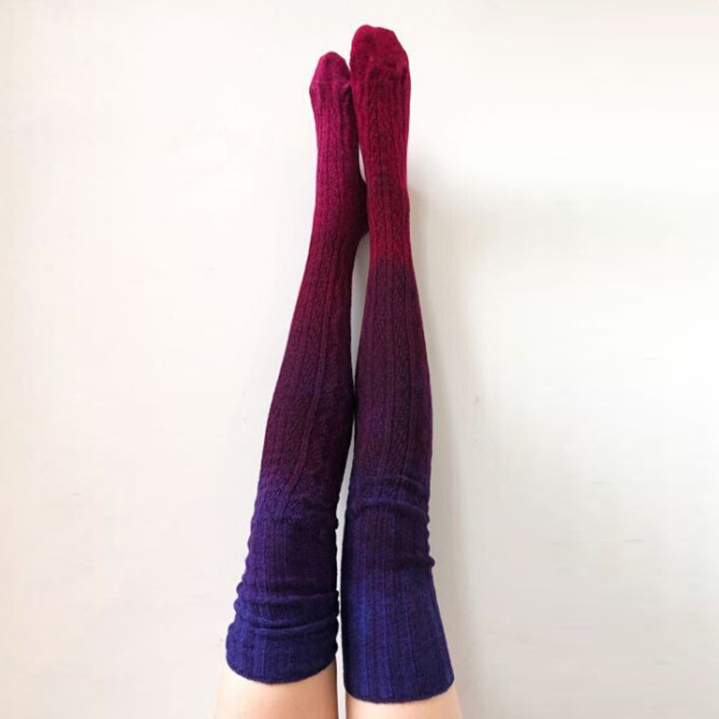 Rotimia Fashion tie-dyed long thigh-high pile socks knit socks