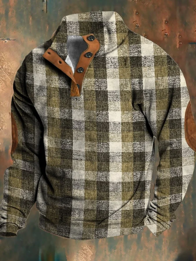 Men's Retro Casual Plaid Printed Sweatshirt