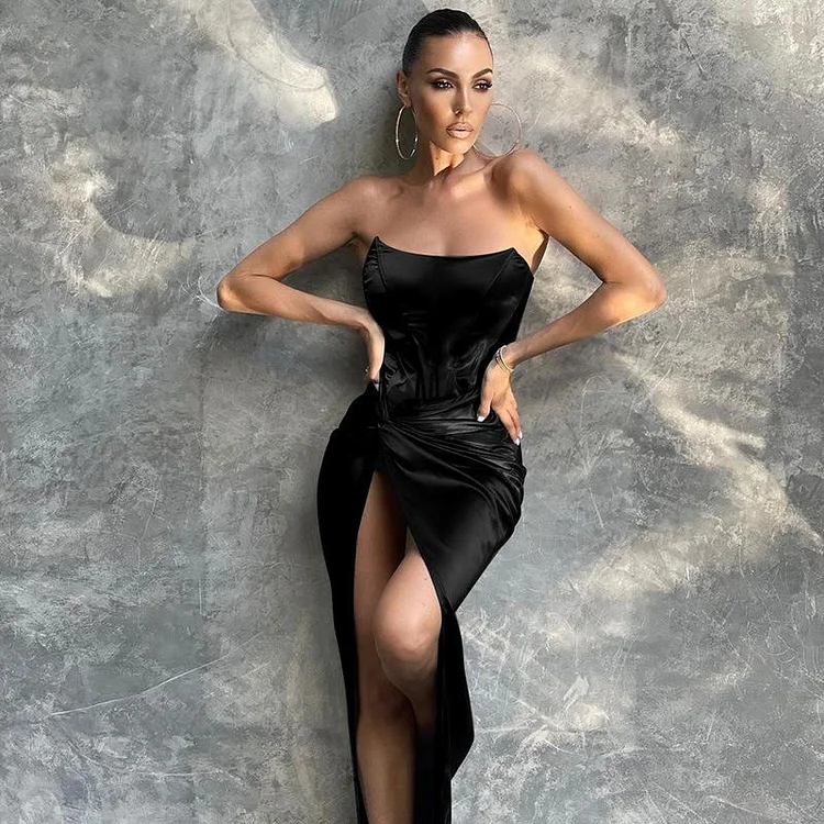 Promsstyle Tube top slit slim  long evening dress Prom Dress 2023