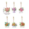 6Pcs DIY Diamond Painting Flower Keychain