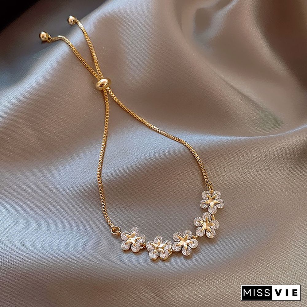 NEW Fashion pretty 925 Silver Lucky Zircon Flower bracelet Chain Adjustable bracelet European Bangle Bracelet Beads Arrow Heart Jewelery Christmas Gifts