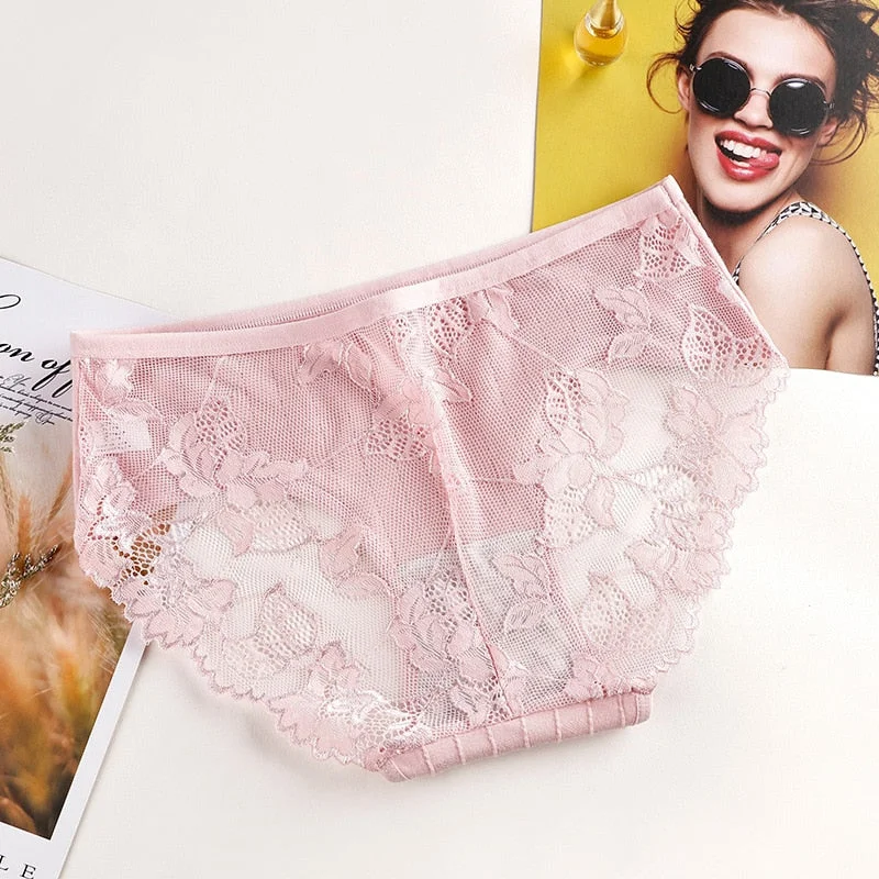 Fashionable sexy comfortable lace panties exquisite panties solid color shorts sexy underwear cutout underwear ladies