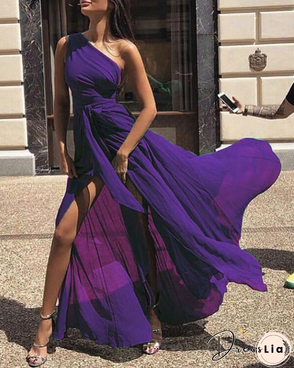 Sexy One Shoulder Sleeveless Maxi Dress