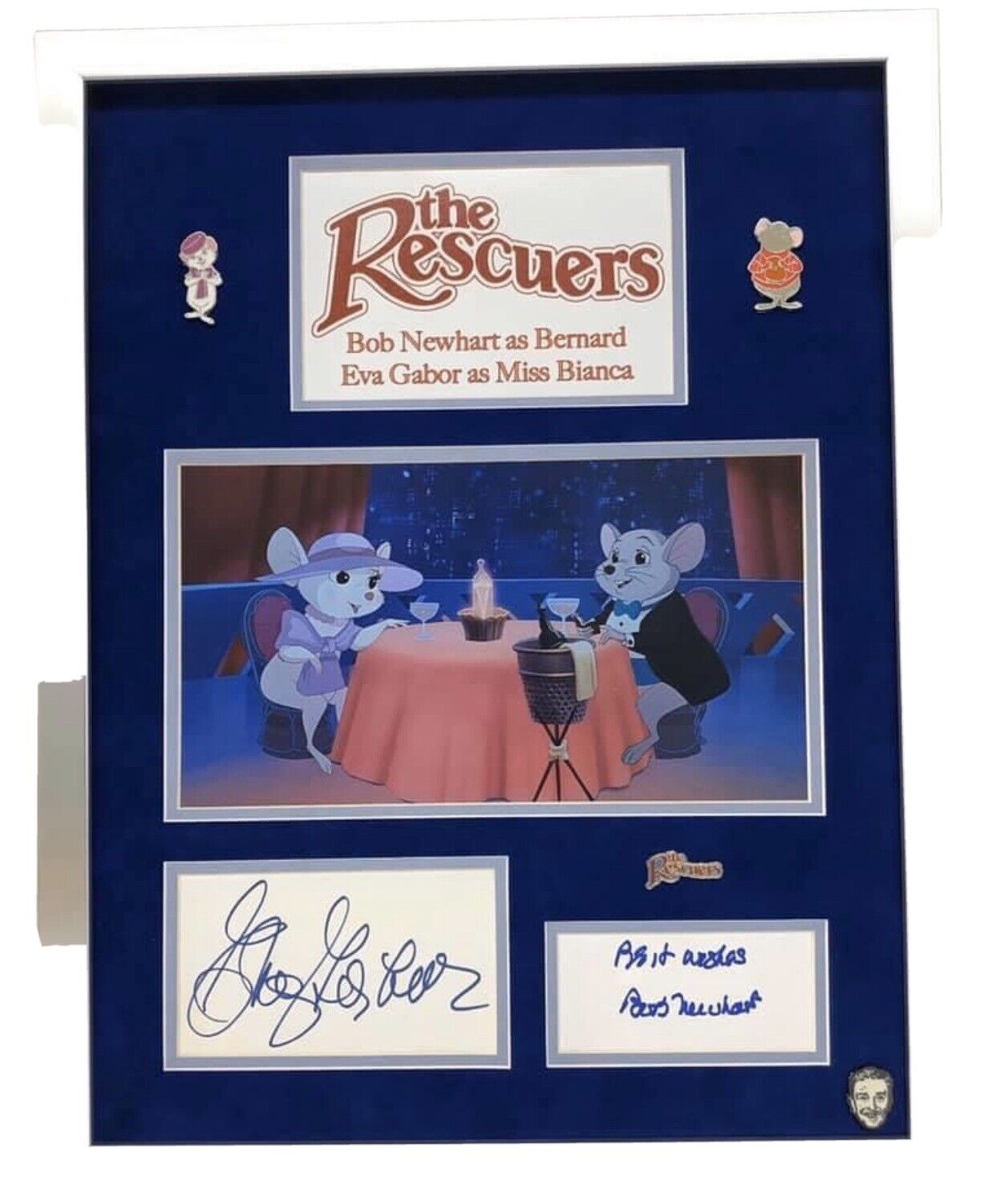 The Rescuers Bob Newhart & Eva Gabor Signed Autographed Frame 15x20 Disney