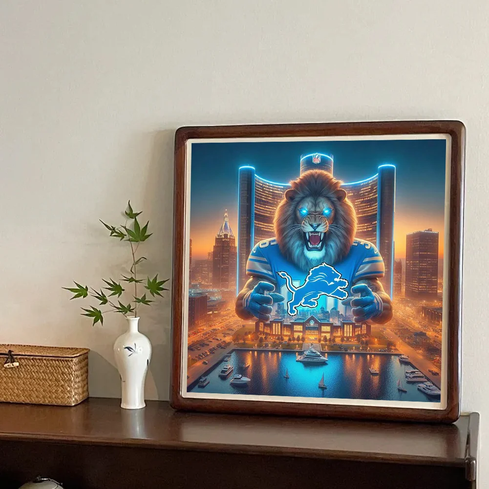 Diamond Painting - Full Round Drill - Detroit Lions(Canvas|40*40cm)