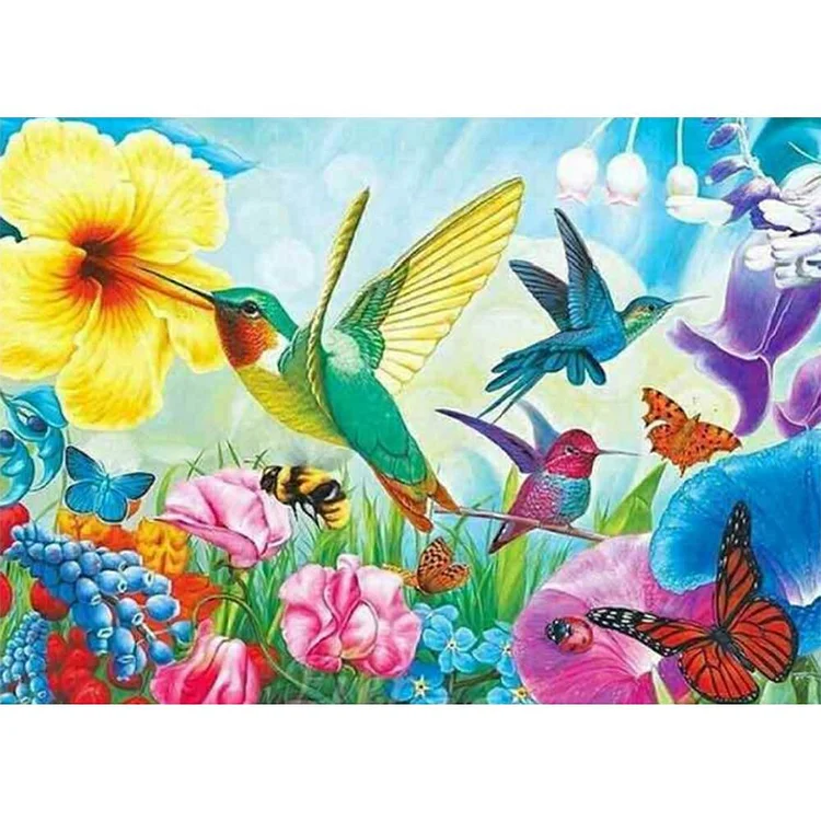 Hummingbird Picking Nectar - Full Round Drill Diamond Painting - 40x30cm(Canvas)