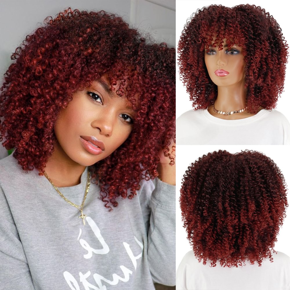 Zaesvini Hair®|Short  Curly Wigs With Bangs For Black Women Zaesvini