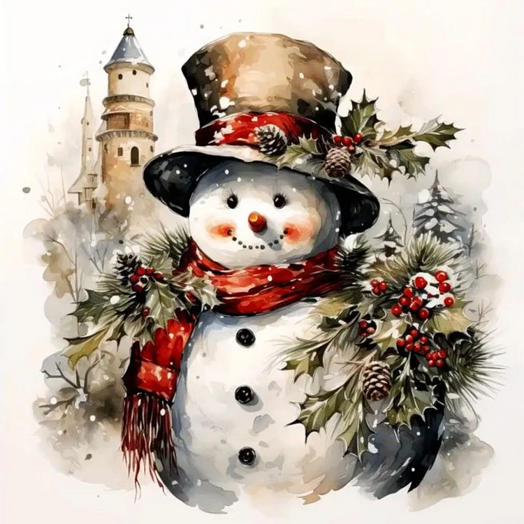 Full Round Diamond Painting - Snowman Wreath Santa Claus 30*30CM