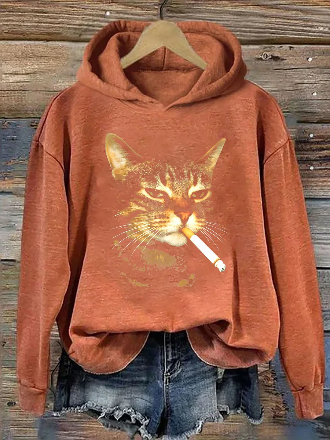 Cat Smoking A Cigarette Hoodie
