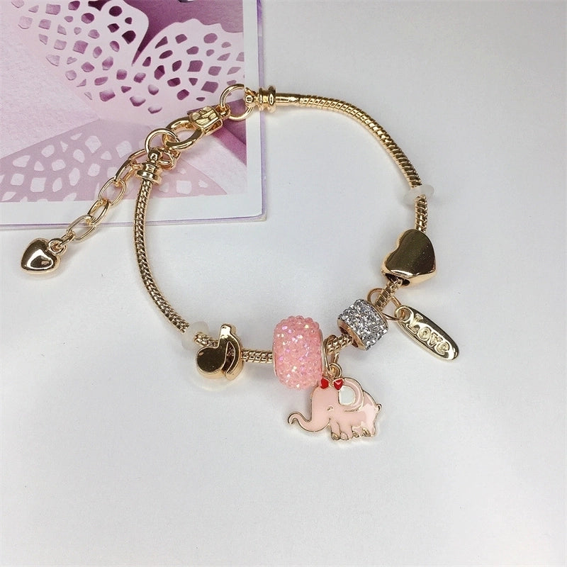 Cute Minimalist Dolphin Heart Shape Flower Stainless Steel Alloy Resin Rhinestones Bangle In Bulk