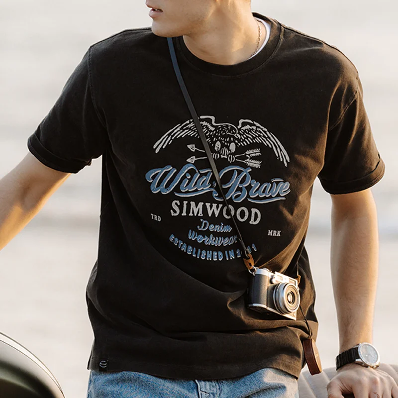 Casual Carbon Frayed Cotton Distressed Crew Neck T-Shirt
