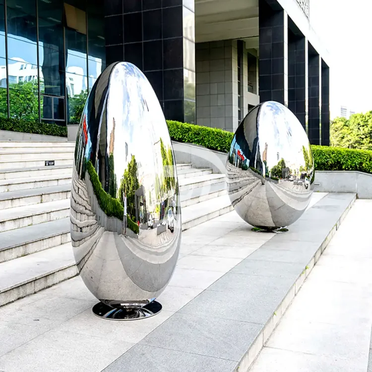 Stainless steel ellipse Egg shape sculpture