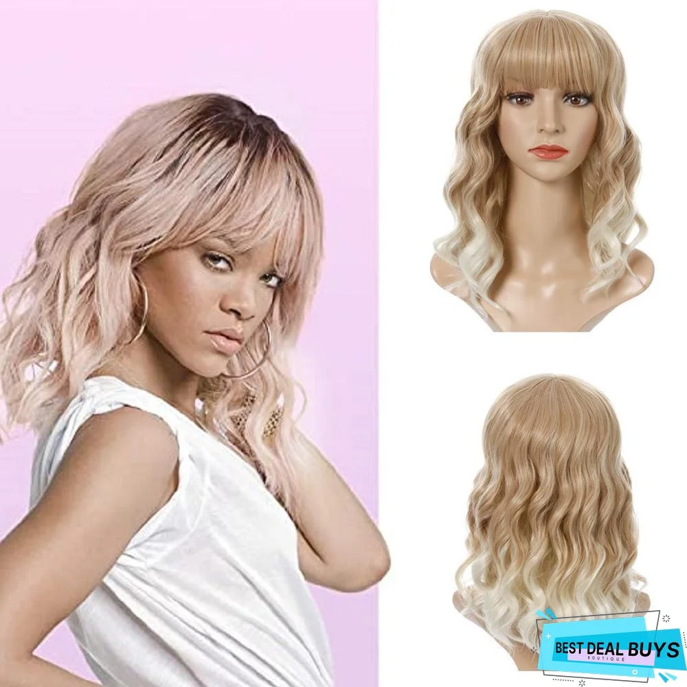 European and American Short Curly Hair with Bangs and Chemical Fiber Headgear