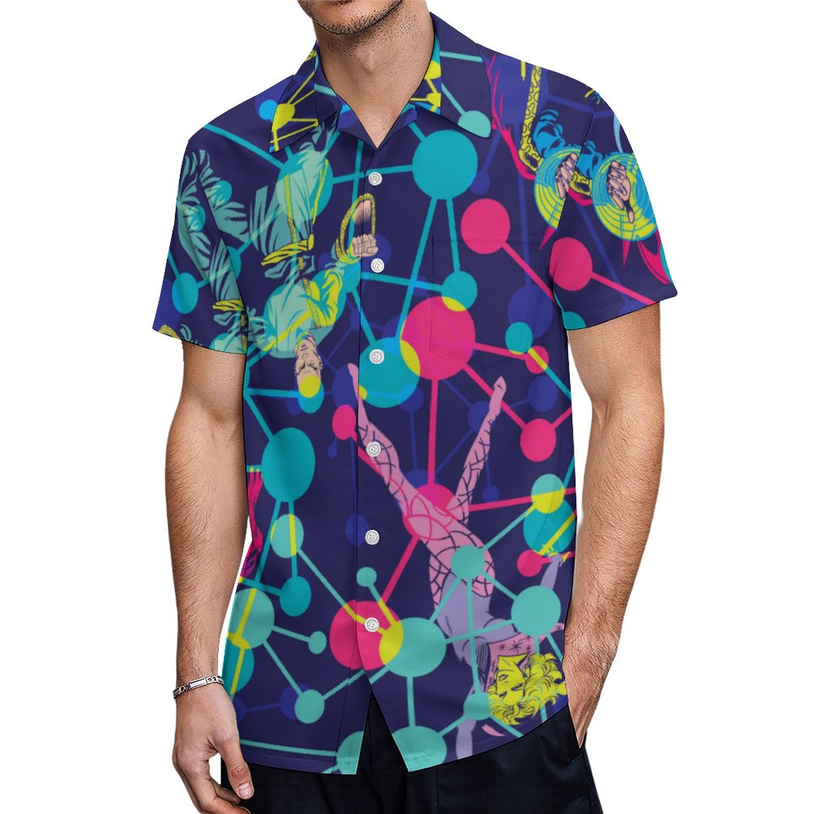 Doctor Strange Mystic Arts | Men's Hawaiian Vacation Aloha Button Down Shirt | Seaplane Hawaiian Shirt Hawthorne Beach Outfit Hawaiian Shirt With Face