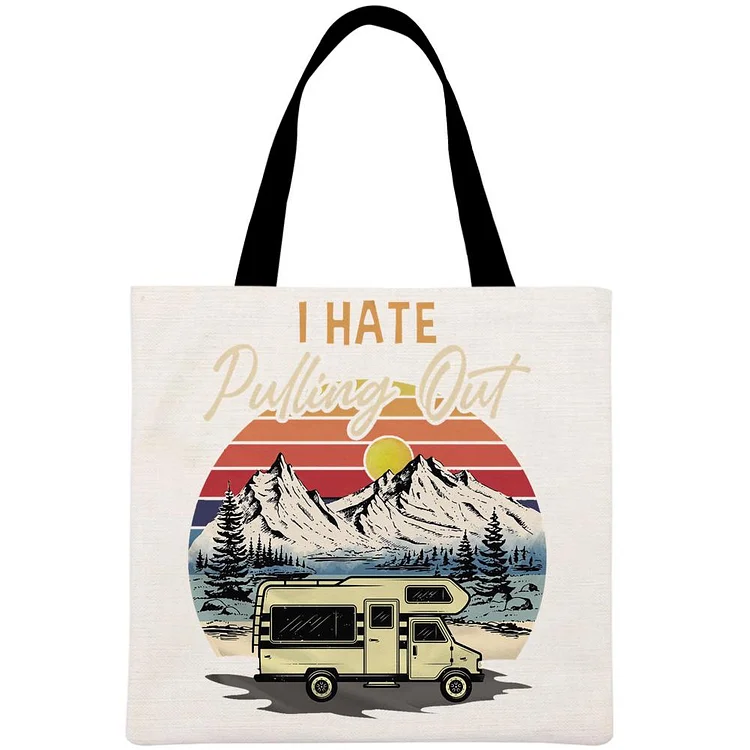camping Printed Linen Bag-Annaletters