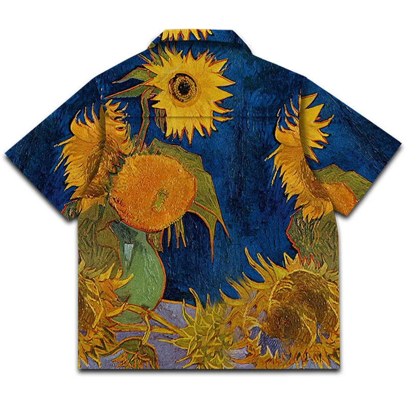 予約】1888‐『Six Sunflowers』 油絵総柄アロハシャツ