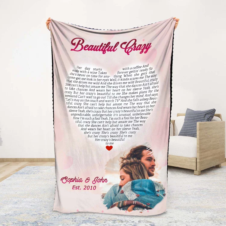 Beautiful Crazy Personalized Couple Blanket Custom Photo Romantic Gift For Her
