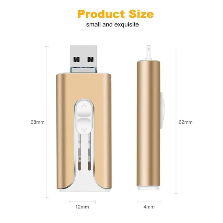 32~256GB Micro USB + 8 Pin + USB 3.0 4 in 1 Mobile Phone Computer U-Disk