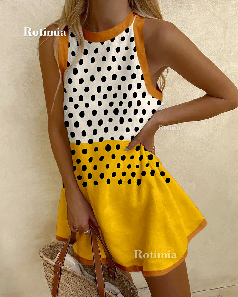 Geometric colorblock print mini dress