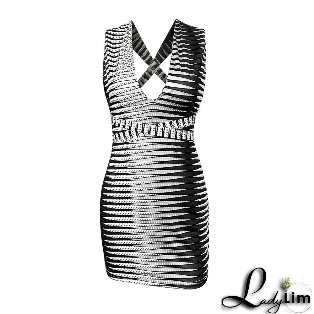 Women Summer Lace-Up Sleeveless Backless Mini Dress