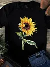 Sunflower Pattern Simple Short Sleeve T-Shirt