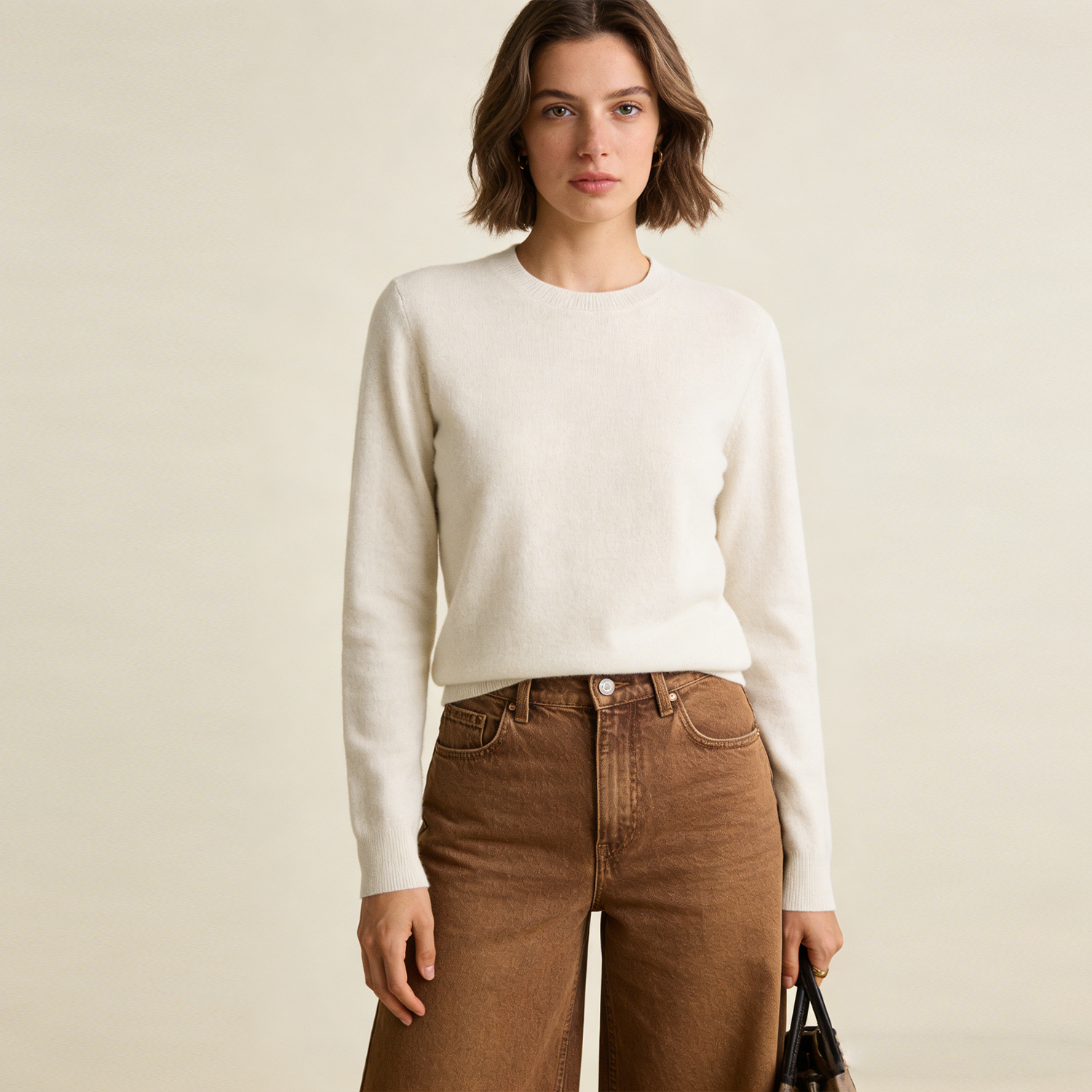 Round Neck Cashmere Knitted Sweater REAL SILK LIFE