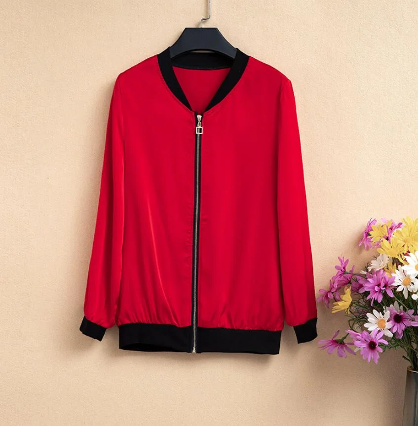 2020 Fashion Thin Jacket Women Autumn Baseball uniform Plus size Short Coat Long Sleeve Basic Jackets Loose Female Outwear