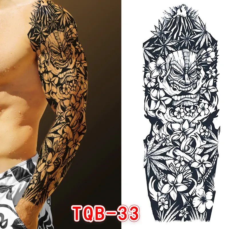 Sdrawing Temporari Tattoo Sticker for Men Death Skull Henna Skeleton King Animal Arm Leg Tatoo Pattern Fake Tattoo for Woman