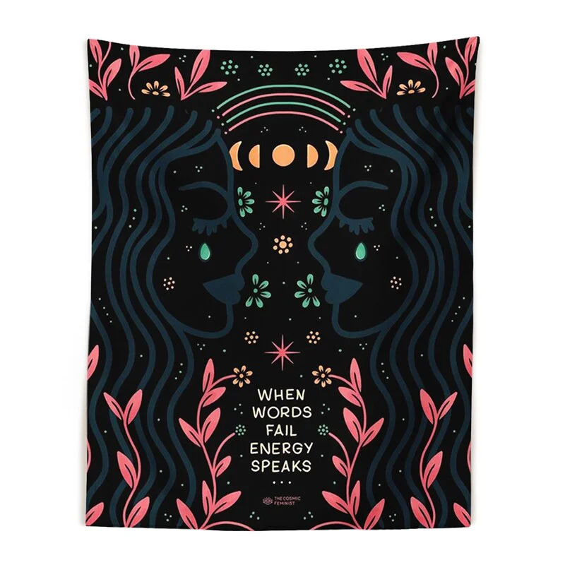 Indian Moon Phase Girl Tapestry Wall Hanging Rainbow Flower Decor Macrame Hippie Witchcraft Tapiz Decoration Tablecloth turban