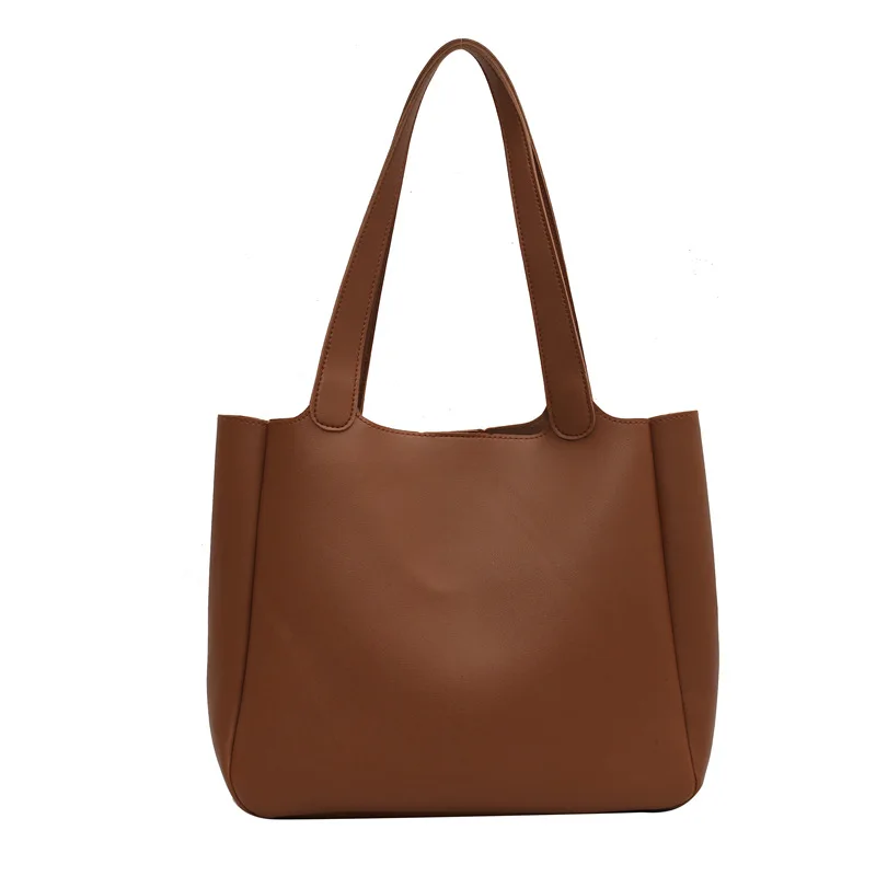 Opandiner Large Capacity Women Bucket Shoulder Bags 2025 New Retro Simple Fashion Handbags Pu Leather Casual Shopping And Travel Tote Bags back to school