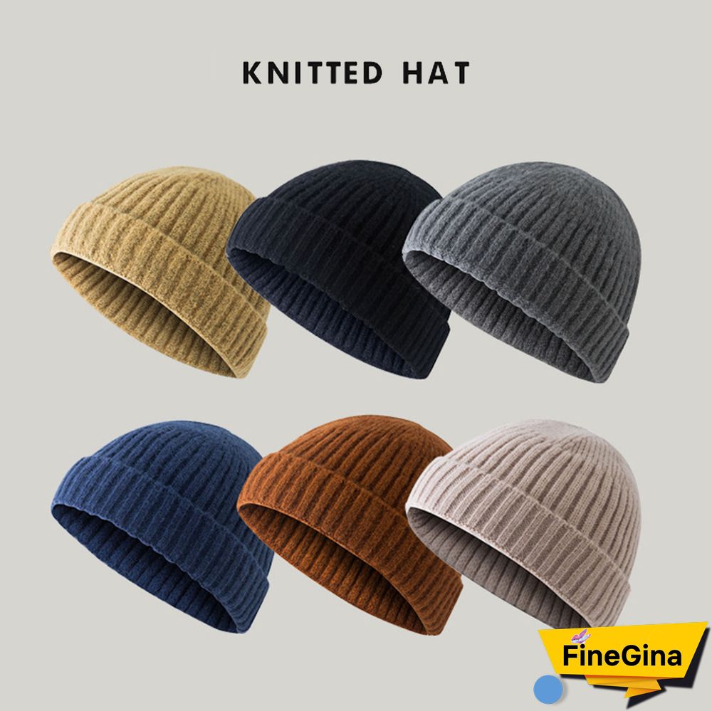 Men's & Women's Warm Plain Knitted Melon Leather Hat