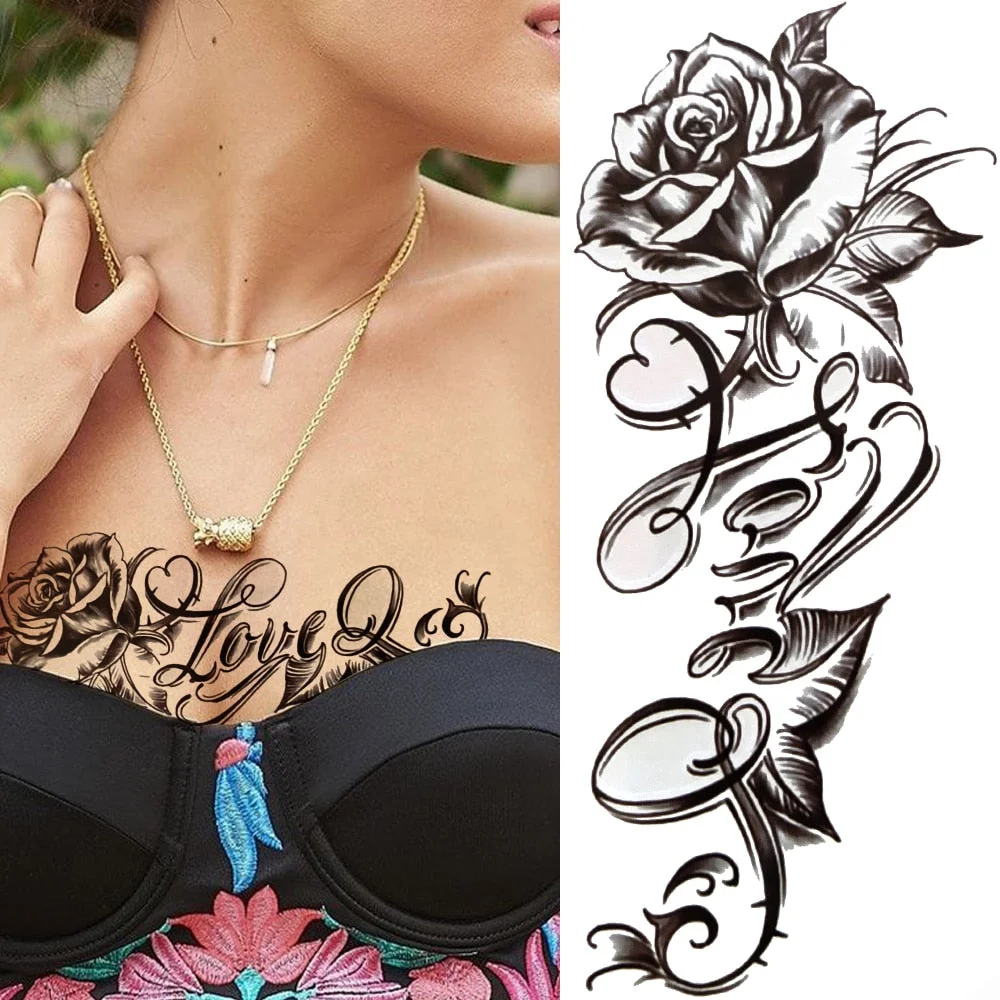 Realistic Fake Wolf Temporary Tattoo For Women Men Adult Black Forest Tattoos Sticker Compass Lion Skeleton Tribal Tatoo Paper