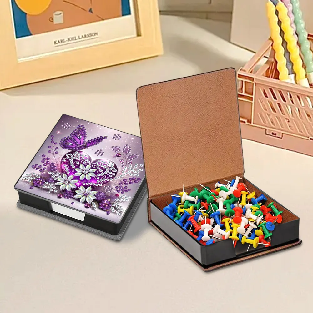 PU 5D Diamond Painting Kit Note Box DIY Diamond Art Notepad Box (Butterfly)