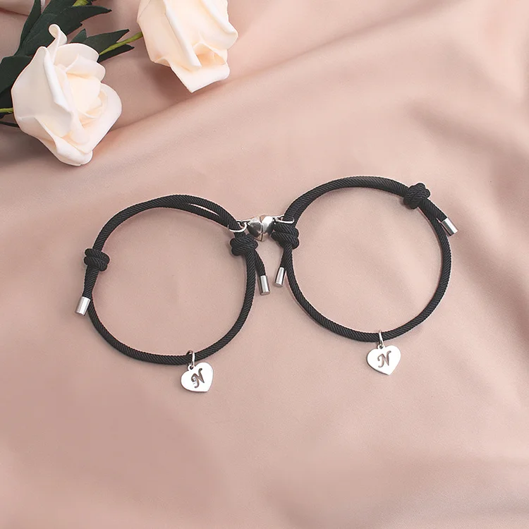 Personalized Couple Magnetic Bracelet Set Two Souls One Heart Matching Bracelet