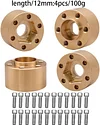 AMK 4pcs Brass Wheel Weights 22mm Wheel Hex Hub Widen Adapter for 1/10 RC Crawler 1.9in/2.2in Wheels Rim Axial SCX10 TRX4 Counterweight