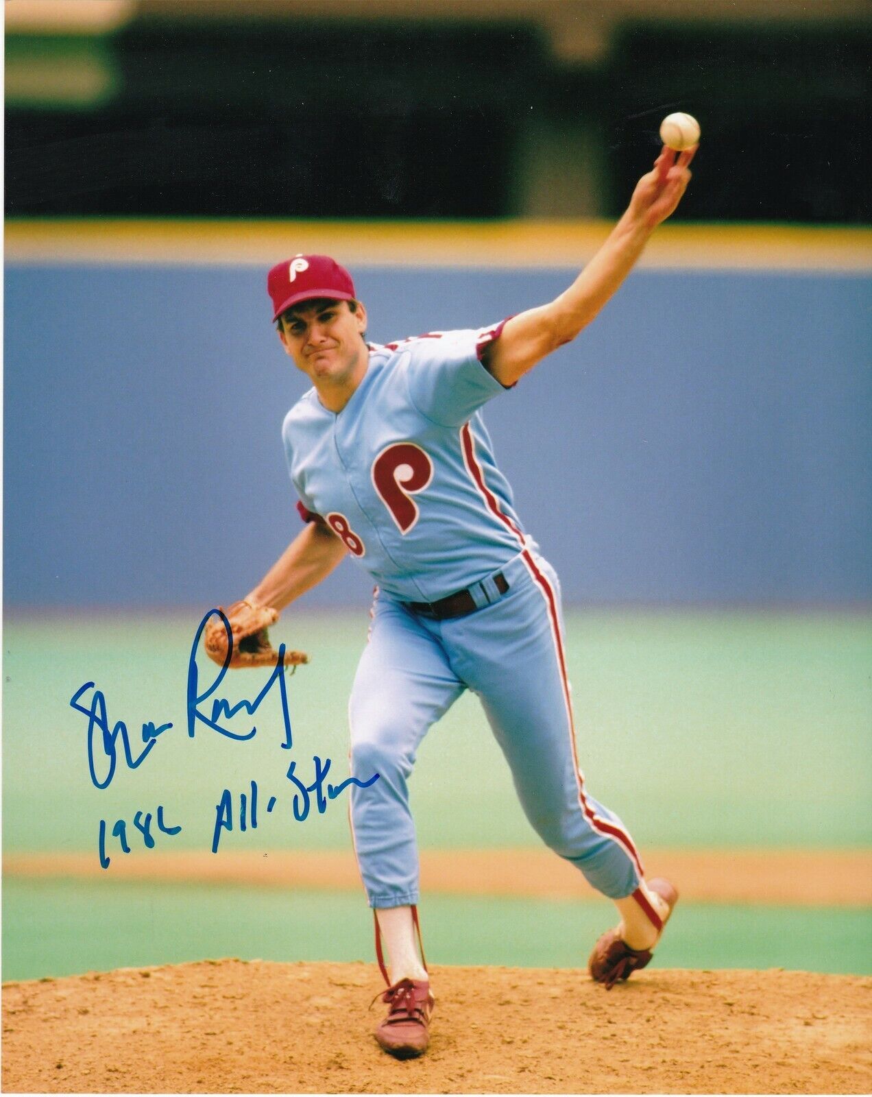 SHANE RAWLEY PHILADELPHIA PHILLIES 1986 ALL-STAR ACTION SIGNED 8x10