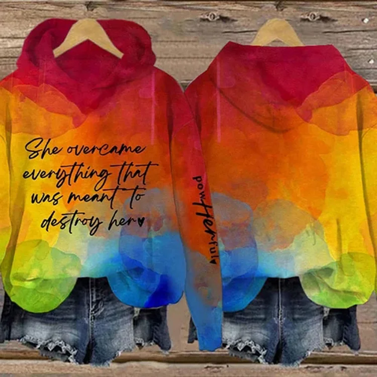 She Overcame Everything Thet Was Meant To Destroy Her Printed Mental Health Sweatshirt