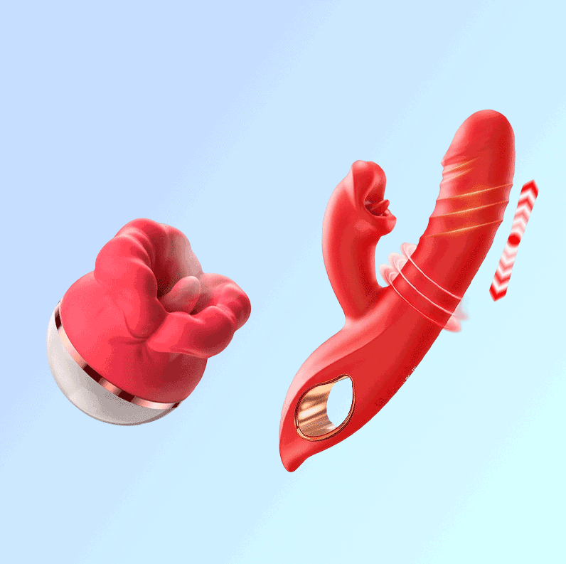 【Unlock 24% Off】Licking & Sucking Big Mouth Vibrator + Dual-Action Rabbit Vibrator Bundle By Rose Toy