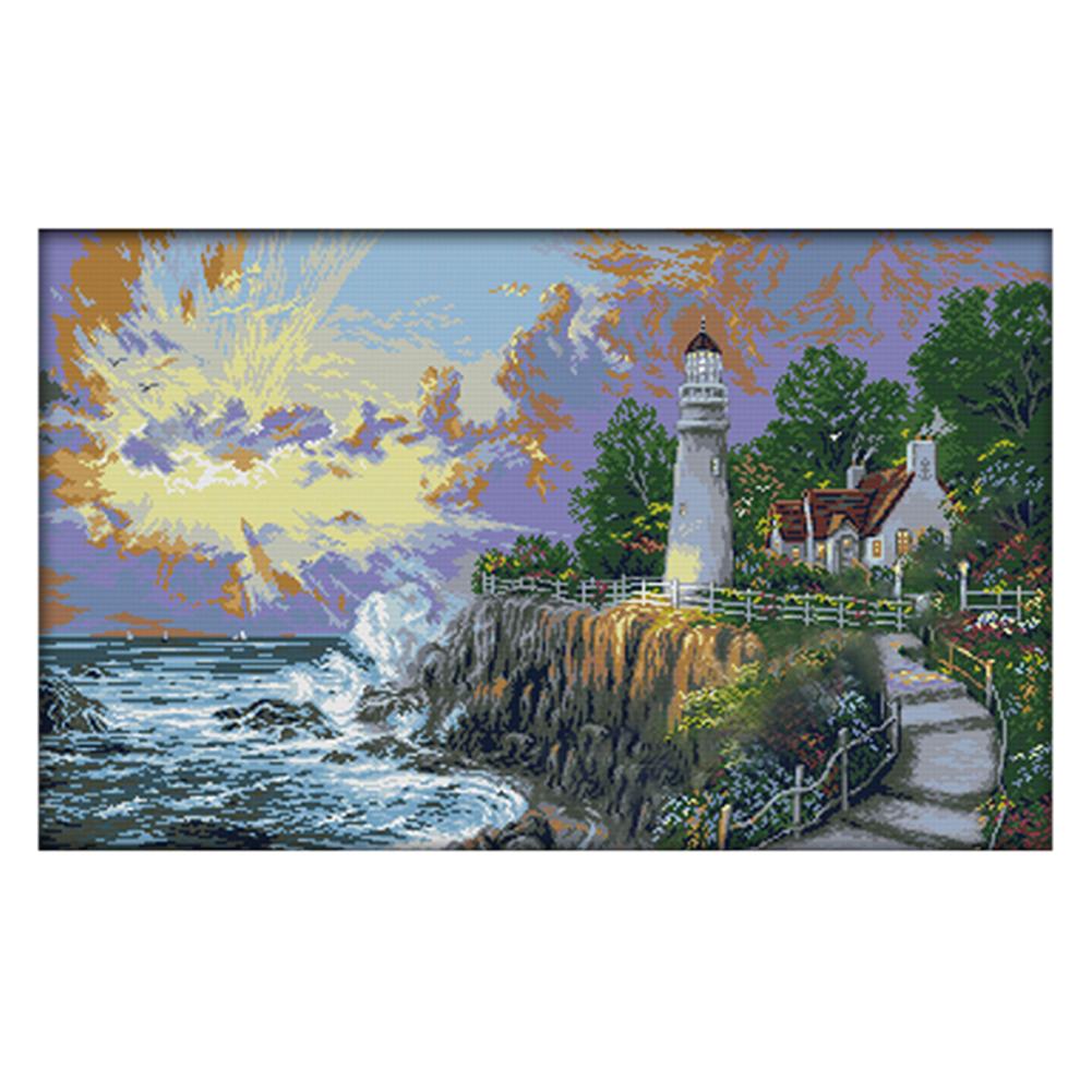 

Beacon Light Tower - 14CT Stamped Cross Stitch - 73x48cm (Big Size), 501 Original