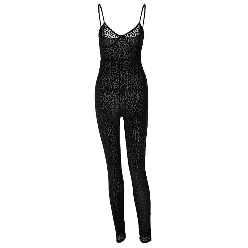 Hawthaw Women Summer Sleeveless Bodycon See Through Bodycon Black One Piece Jumpsuit Overall 2021 Female Wholesale Clothes