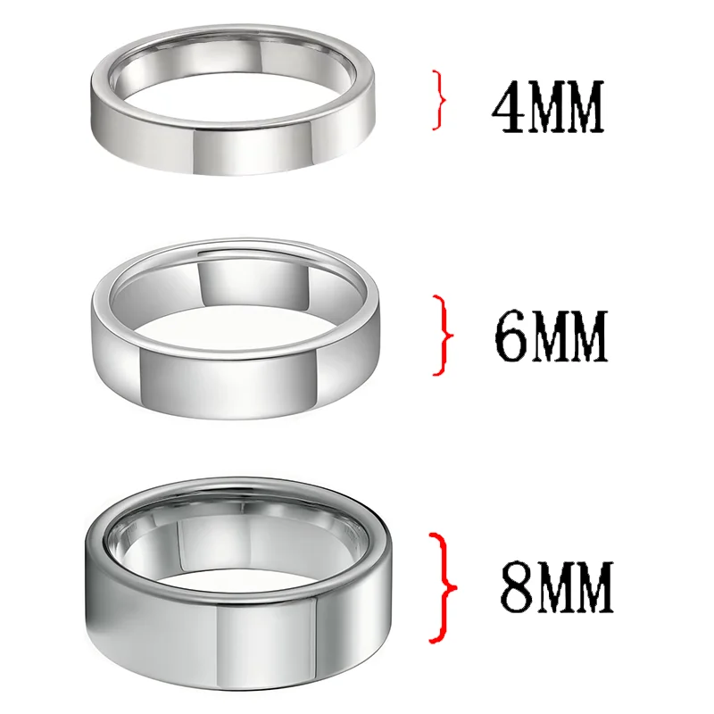 Taurus Tungsten Carbide Rings Sliver Flat Wedding Bands Comfort Fit Men and Women 4MM 6MM 8MM