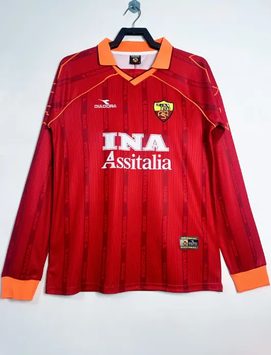 1999-00 Roma Home Long-Sleeve Retro Football Jersey 1:1 Thai Quality