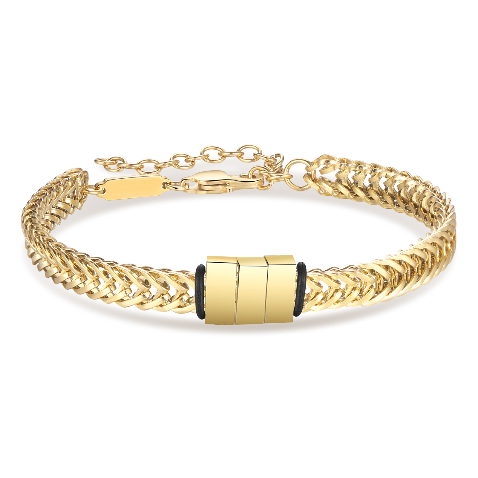 Braccialetto acciaio inox personalizzato con 4 nomi per uomo