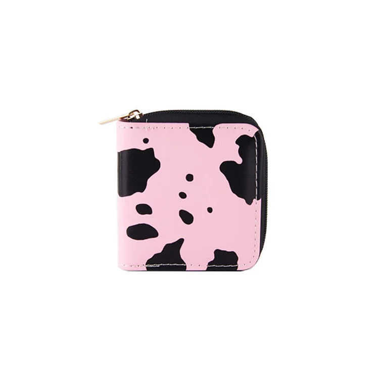 Children's Cow Pattern Short PU Zipper Small Wallet