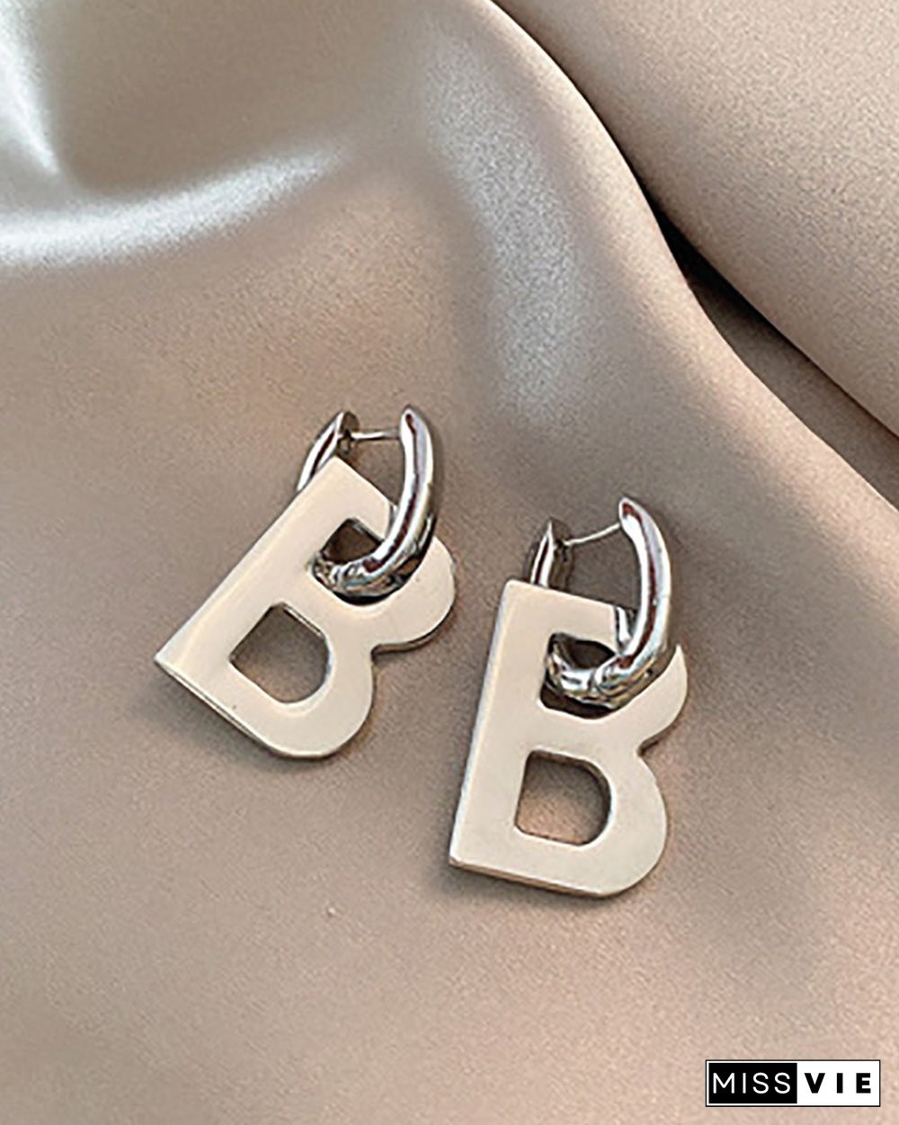 1Pair Simple Letter Pattern Hoop Earrings