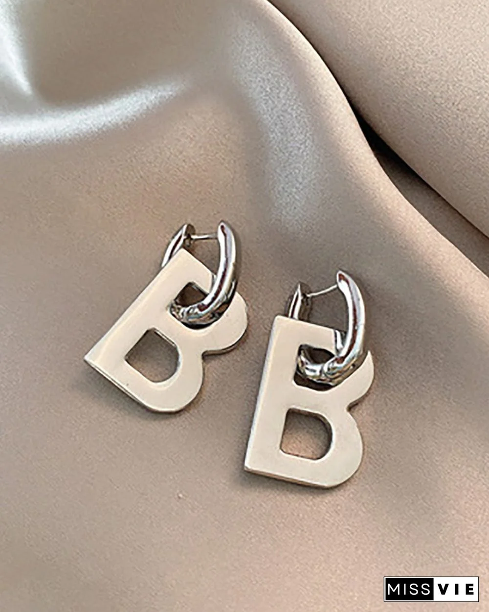 1Pair Simple Letter Pattern Hoop Earrings