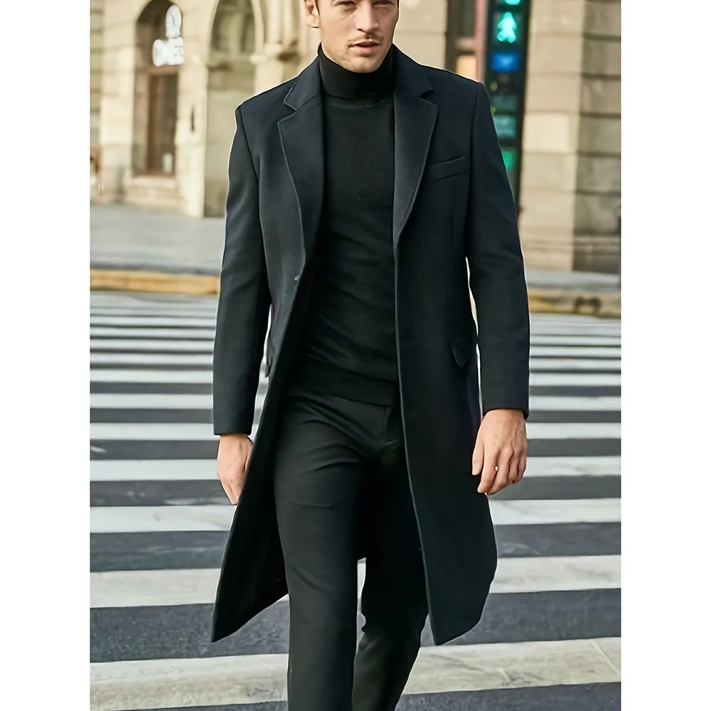 Nigikala Nigikala Men's English Men's Long Coat Long Sleeves And Coat Autumn And Winter Coat