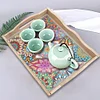 (35*24.5cm)Wooden Retro Mandala Pattern 5D DIY Diamond Painting Serving Tray with Handle Kit